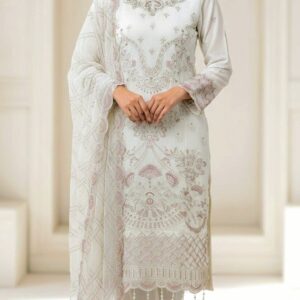 a premium white pakistani trouser with thread & stonework