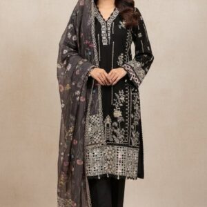 a black shiffon handwork pakistani suit